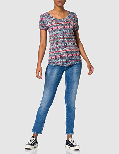 Desigual TS_Santorini Camiseta, Azul, XL para Mujer