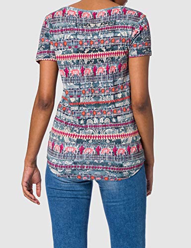 Desigual TS_Santorini Camiseta, Azul, XL para Mujer