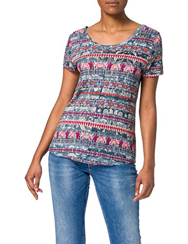 Desigual TS_Santorini Camiseta, Azul, XL para Mujer