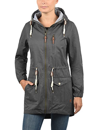 Desires Inata Parka De Entretiempo Abrigo Chaqueta para Mujer con Capucha, tamaño:XS, Color:Dark Grey (2890)