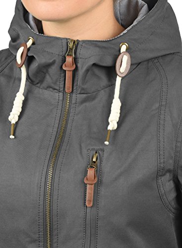 Desires Inata Parka De Entretiempo Abrigo Chaqueta para Mujer con Capucha, tamaño:XS, Color:Dark Grey (2890)