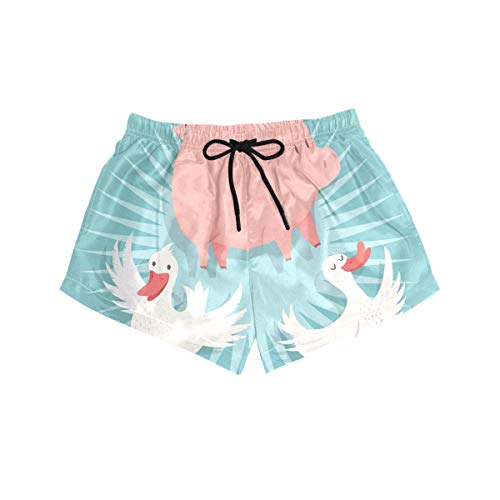 DEZIRO - Bañador para mujer, diseño de cerdo y patos, secado rápido con forro 1 Large