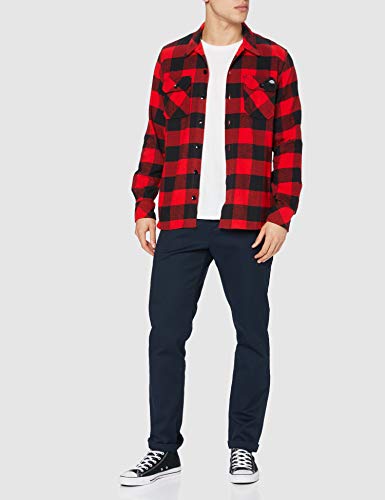 Dickies Streetwear Male Shirt Sacramento, Camisa Deportiva Para Hombre, Rojo, Chico (S)