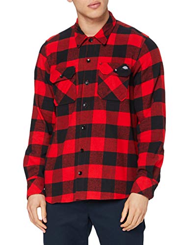 Dickies Streetwear Male Shirt Sacramento, Camisa Deportiva Para Hombre, Rojo, Chico (S)