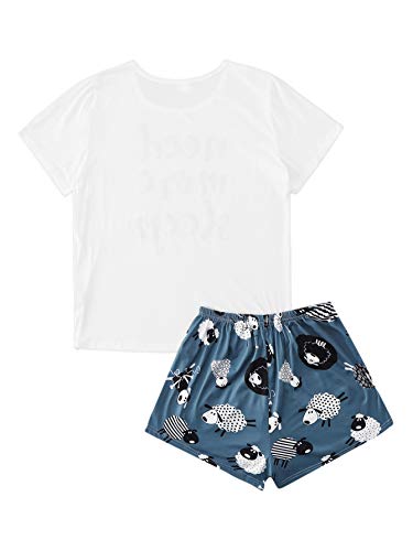 DIDK Pijama Mujer Verano Corto Conjunto de Pijamas Pantalones Manga Corto 2 Piezas