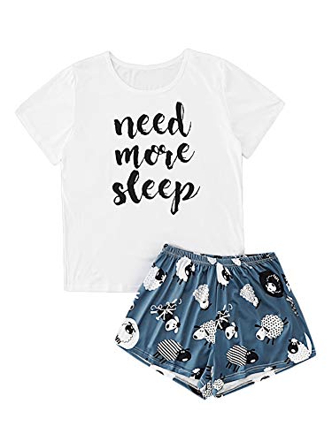 DIDK Pijama Mujer Verano Corto Conjunto de Pijamas Pantalones Manga Corto 2 Piezas