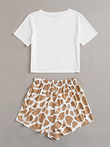 DIDK Pijamas Mujer Verano Corto del Pijamas Pantalones Manga Corto 2 Piezas de Ropa de Dormir Algodón Suave Loungewear