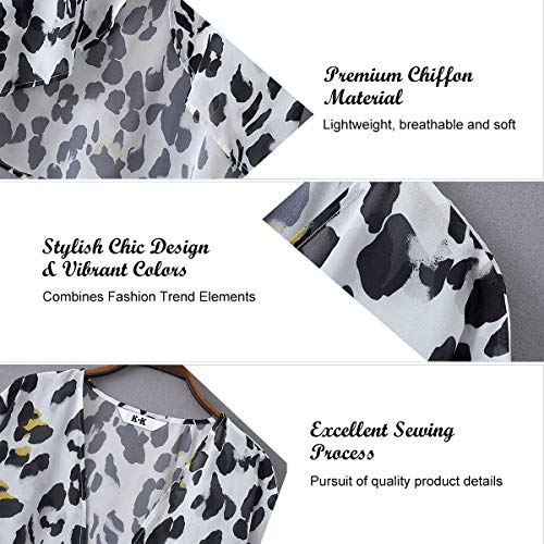 Digitek Direct Mantón suelto de gasa directa para mujer - Cárdigan kimono con estampado floral de gasa [Blanco - Medio]