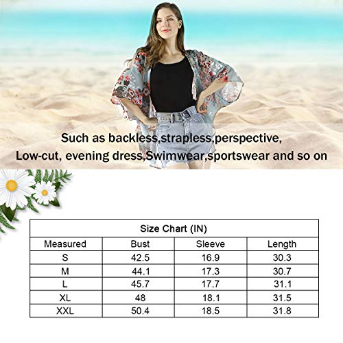 Digitek Direct Mantón suelto de gasa directa para mujer - Cárdigan kimono con estampado floral de gasa [Verde claro - Extra Grande]