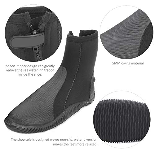 Dilwe Zapato de Buceo, 5 mm Zapato de Buceo de Neopreno Unisex Manténgase abrigado Bota de esnórquel de natación Antideslizante Negro