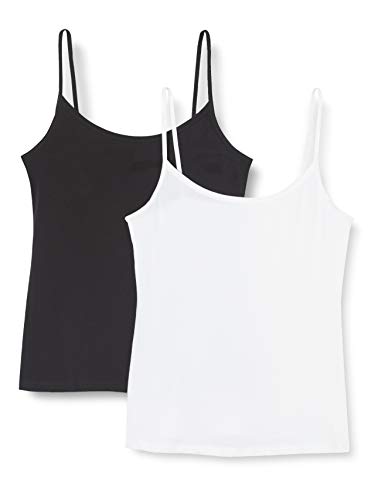 DIM Les Pockets Eco, Chaleco Para Mujer, Negro/Blanco, M, Paquete de 2