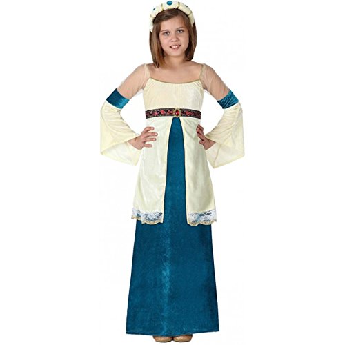 DISFRAZ DAMA MEDIEVAL NIÑA INFANTIL AZUL BLANCO