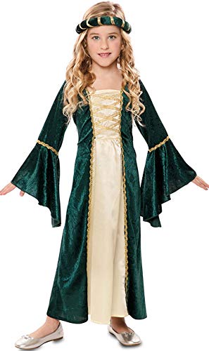 Disfraz de Dama Medieval Verde para niña