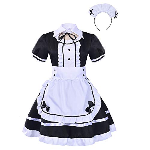 Disfraz De Sirvienta Cosplay k-On, Disfraz De Sirvienta De Anime Japonés para Mujer, Vestido Lolita + Disfraz De Peluca