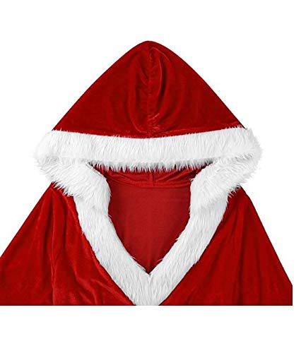 Disfraz Fever de Mamá Noel, Disfraz de Navidad Mujer Vestido Rojo de Terciopelo Princesa Traje de Santa Mamá Noel Fiesta Chicas Cosplay Christmas Ropa de Navidad Adulto (Rojo, M)