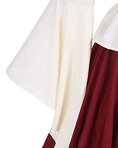 Disfraz Traje Medieval Manga Larga para Mujer Princesa Reina Dama Cosplay Criada Rojo S