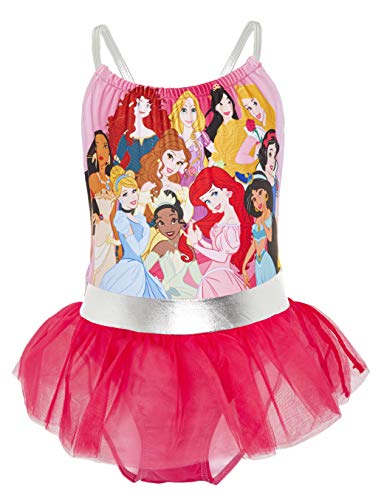 Disney Bañador para Niña Princesas, Pieza Frozen 2 Anna y Elsa, Jasmine, La Cenicienta, Rapunzel, Bella, La Sirenita Ariel, Regalos para Niñas 2-10 Años (7-8 años, Rosa)