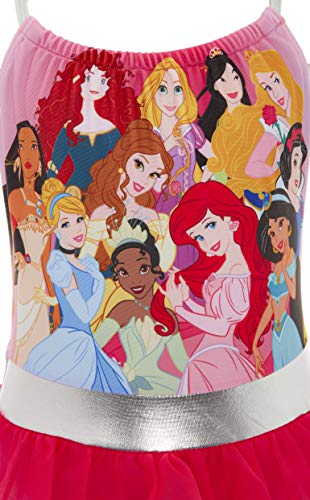Disney Bañador para Niña Princesas, Pieza Frozen 2 Anna y Elsa, Jasmine, La Cenicienta, Rapunzel, Bella, La Sirenita Ariel, Regalos para Niñas 2-10 Años (7-8 años, Rosa)