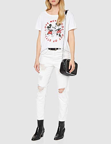 Disney Mickey and Minnie Love Never Goes out of Style Camiseta, Blanco (White Wht), 42 (Talla del Fabricante: Large) para Mujer