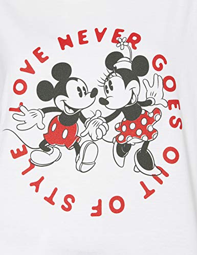 Disney Mickey and Minnie Love Never Goes out of Style Camiseta, Blanco (White Wht), 42 (Talla del Fabricante: Large) para Mujer