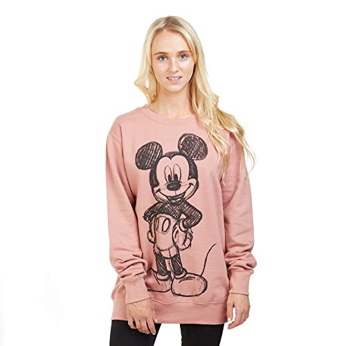 Disney Mickey Forward Sketch Sudadera, Rosa (Dusty Pink Ltpk), 44 (Talla del Fabricante: X-Large) para Mujer