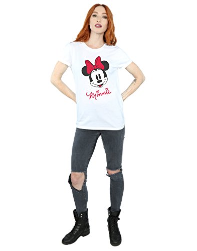 Disney mujer Minnie Mouse Face Camiseta Del Novio Fit XXX-Large Blanco