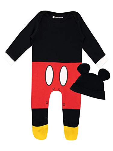Disney Pijama Conjunto de Pijama Entera y Gorro para Niños Bebés Mickey Mouse Rojo 12-18 Meses