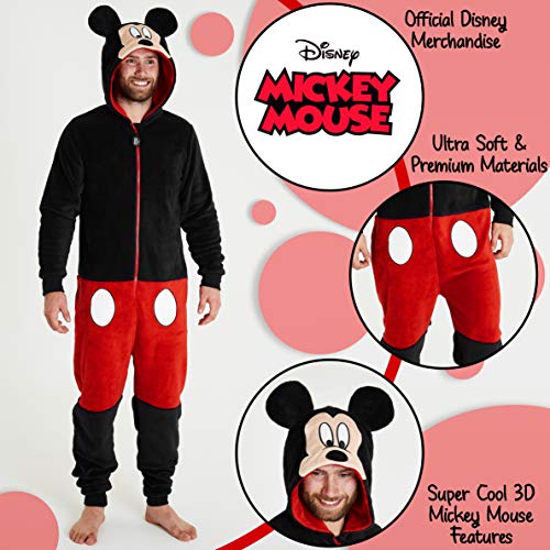 Disney - Pijama de una pieza para hombre, de forro polar y con diseño de Mickey Mouse, ideal para regalo