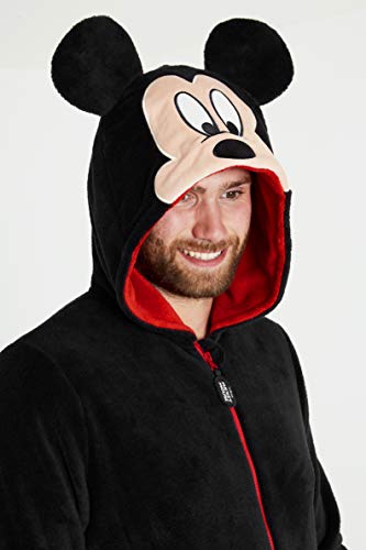 Disney - Pijama de una pieza para hombre, de forro polar y con diseño de Mickey Mouse, ideal para regalo