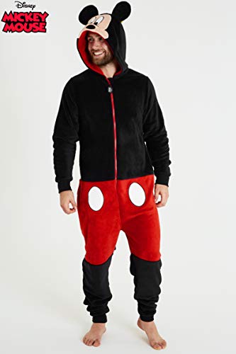 Disney - Pijama de una pieza para hombre, de forro polar y con diseño de Mickey Mouse, ideal para regalo