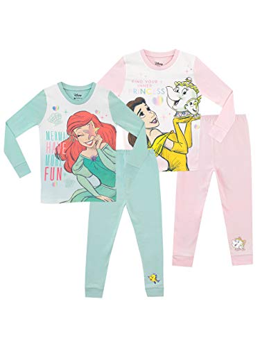 Disney Pijamas para Niñas 2 Paquetes Ariel y Belle Multicolor 5-6 Años
