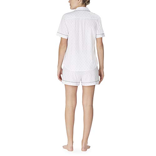 DKNY Signature Juego de Pijama de Punto Corto Blanco con Logo Blanco Blanco L