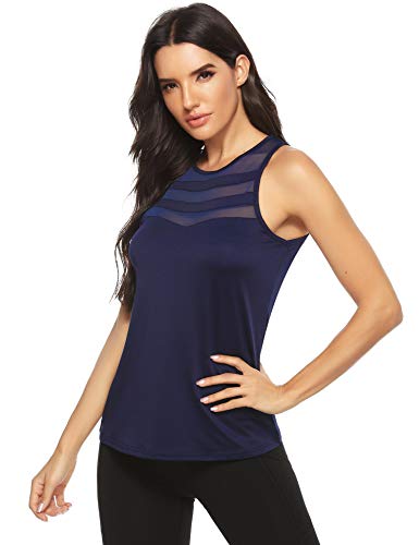 Doaraha Camiseta de Tirantes Deportiva para Mujer Malla Sin Mangas Chaleco para Running,Yoga,Fitness