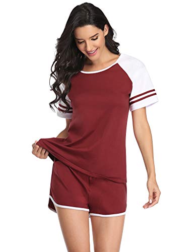 Doaraha Pijama Mujer Verano 100% Algodón Camiseta y Pantalones Cortos Casual Ropa de Dormir S-XXL