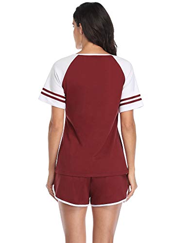 Doaraha Pijama Mujer Verano 100% Algodón Camiseta y Pantalones Cortos Casual Ropa de Dormir S-XXL