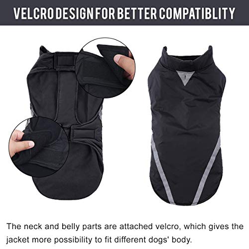 Dociote Chaqueta para medianos y Grandes Perros - Suéter Ropa de Invierno Chaleco Reflectante al Viento Abrigos para Mascotas Perros Negro