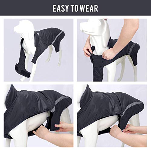 Dociote Chaqueta para medianos y Grandes Perros - Suéter Ropa de Invierno Chaleco Reflectante al Viento Abrigos para Mascotas Perros Negro