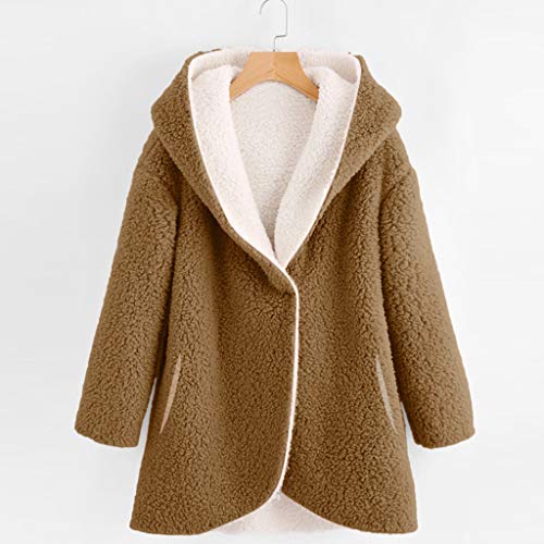 DOGZI Abrigo Mujer Invierno Elegantes Sudadera Invierno Mantener Caliente Lana Caliente Abrigo De Algodón Cardigan Felpa Abrigo Piel sintética Tallas Grandes Abrigo con Capucha Sobretodo M~3XL