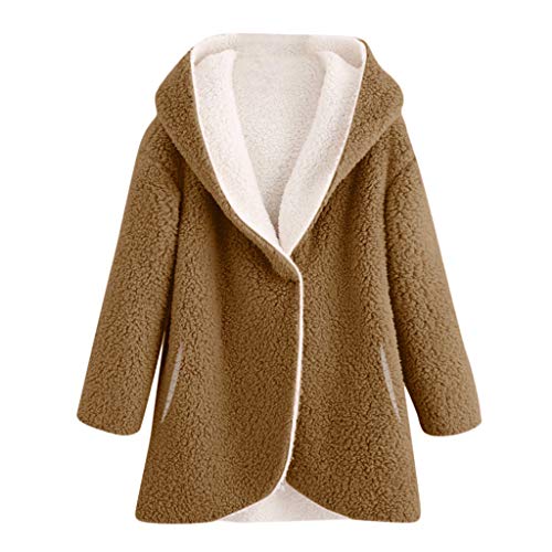 DOGZI Abrigo Mujer Invierno Elegantes Sudadera Invierno Mantener Caliente Lana Caliente Abrigo De Algodón Cardigan Felpa Abrigo Piel sintética Tallas Grandes Abrigo con Capucha Sobretodo M~3XL
