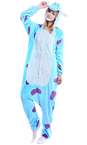 Dolamen Adulto Unisexo Onesies Kigurumi Pijamas, Mujer Hombres Traje Disfraz Animal Pyjamas, Ropa de Dormir Halloween Cosplay Navidad Animales de Vestuario (Large (65"-68.8"), Sullivan)