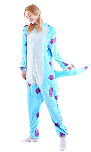 Dolamen Adulto Unisexo Onesies Kigurumi Pijamas, Mujer Hombres Traje Disfraz Animal Pyjamas, Ropa de Dormir Halloween Cosplay Navidad Animales de Vestuario (Large (65"-68.8"), Sullivan)