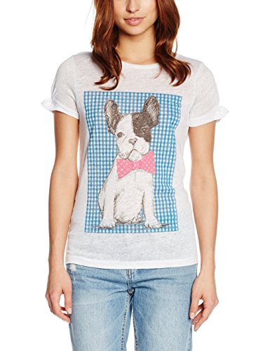 Dolores Promesas Tula SENTADA con Cuadro Vichy Camiseta, Blanco, XS para Mujer