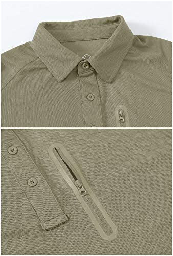 Donhobo - Polo de manga larga para hombre, ligero, transpirable, de secado rápido, para deportes al aire libre, senderismo, camping, pesca caqui L