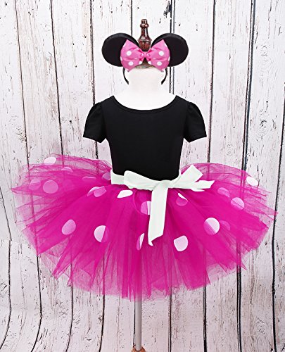 dPois Vestidos de Princesa Diadema Niña Bebé Fiesta Bautizo Tutú Ballet Danza Falda Lunares Bragas Disfraces Fantasía Carnaval Cumpleaños Infantil (6 Meses - 14 Años) Rosa 2 pc 12 Meses