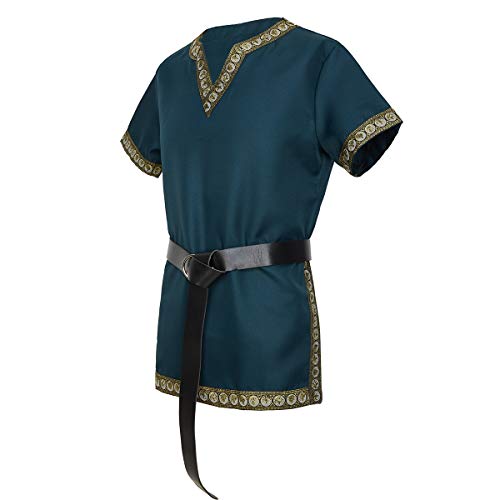 dream cosplay Medieval Caballero Camiseta vikinga Pirata túnica Verde