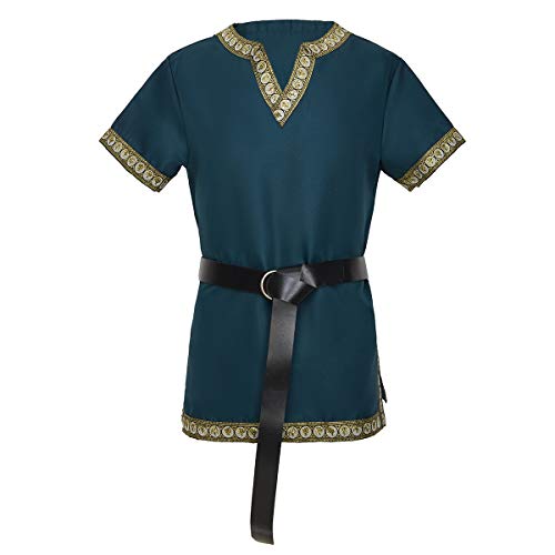 dream cosplay Medieval Caballero Camiseta vikinga Pirata túnica Verde