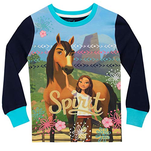 DreamWorks Pijamas de Manga Larga para niñas Spirit Riding Free Ajuste Ceñido Azul 9-10 Años