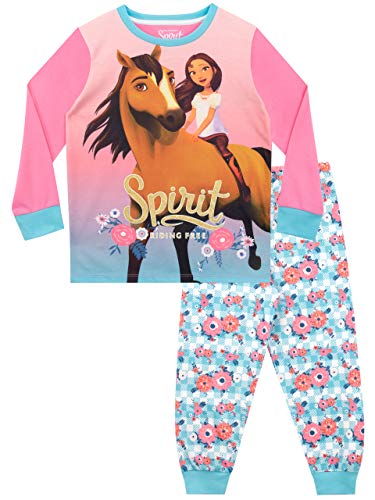 DreamWorks Pijamas de Manga Larga para niñas Spirit Riding Free Multicolor 3-4 Años