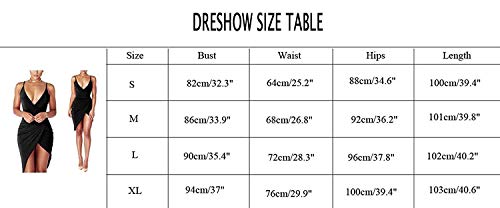 DRESHOW Mujeres Sexy Cuello En V Profundo Sin Mangas Correa De Espagueti Bodycon Wrap Vestido Frente Rajado del Vendaje Midi Club Vestido