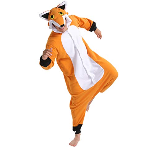 dressfan Pijamas de Animales Zorro Disfraces de Cosplay Adulto Unisex Zorro Pijamas Niño Adulto (XXL, Orange)